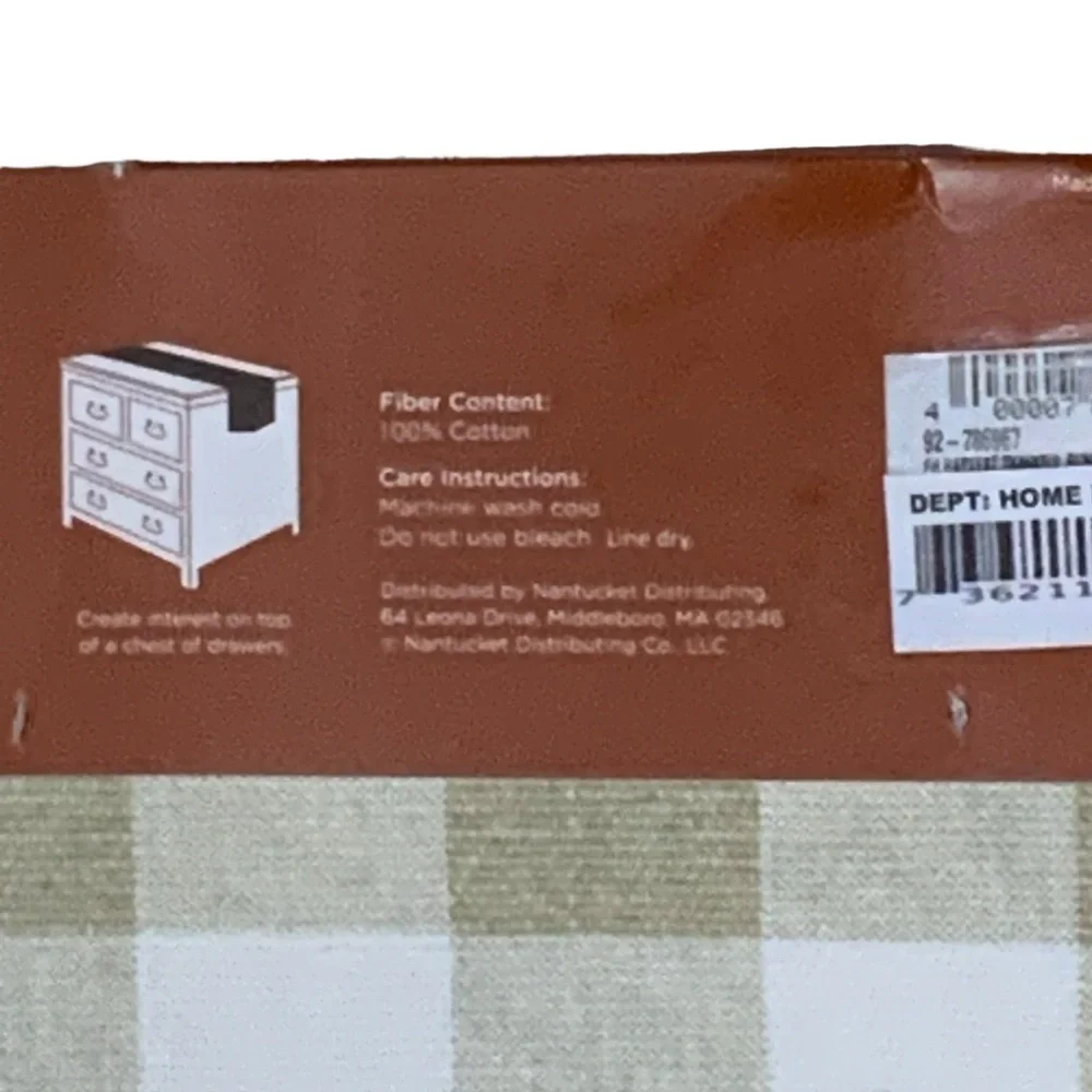 Nantucket Table Runner Buffalo Check Cotton Fabric Farmhouse Plaid Neutral 13x72